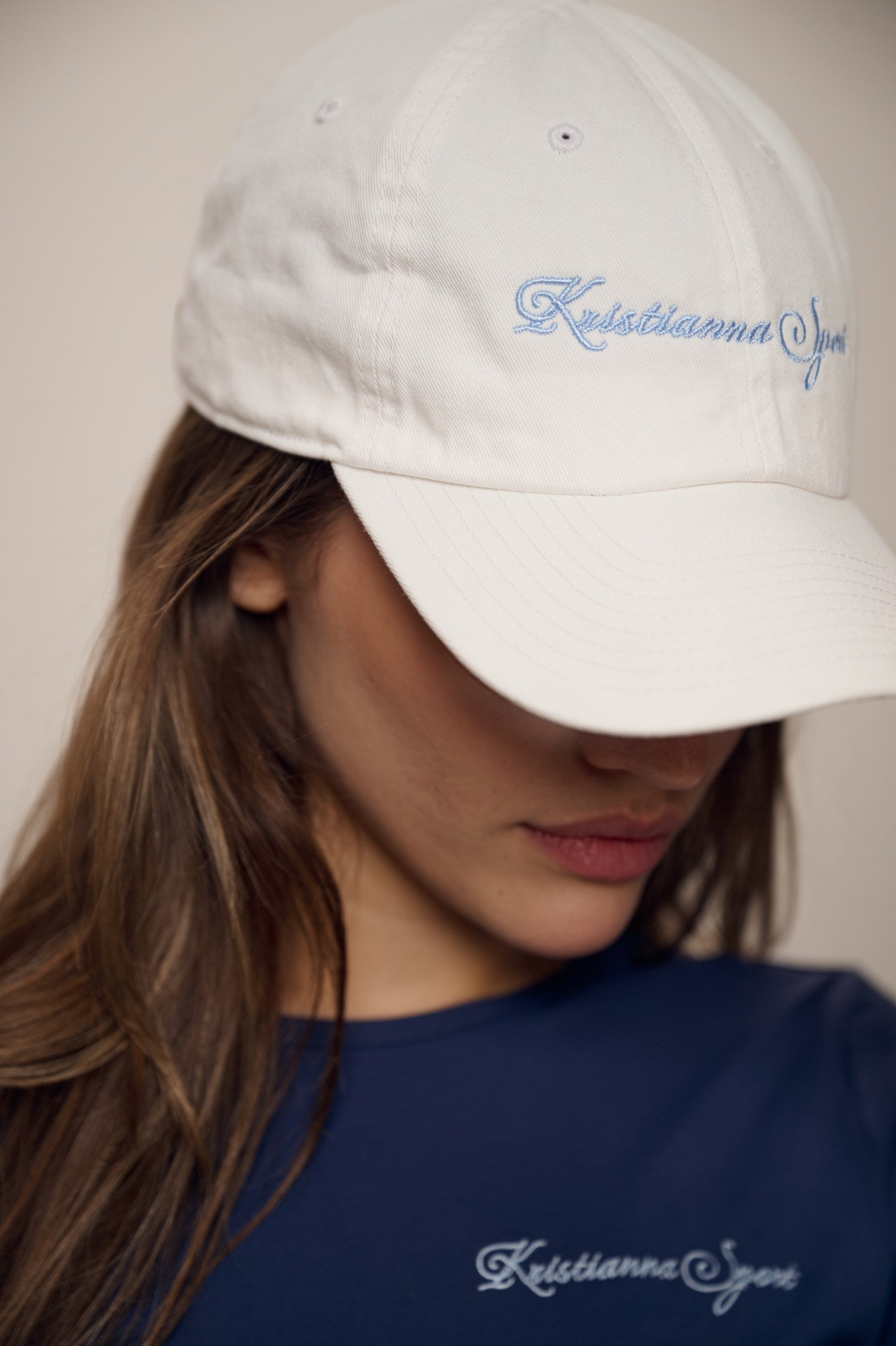 White cap - Blue Embroidery