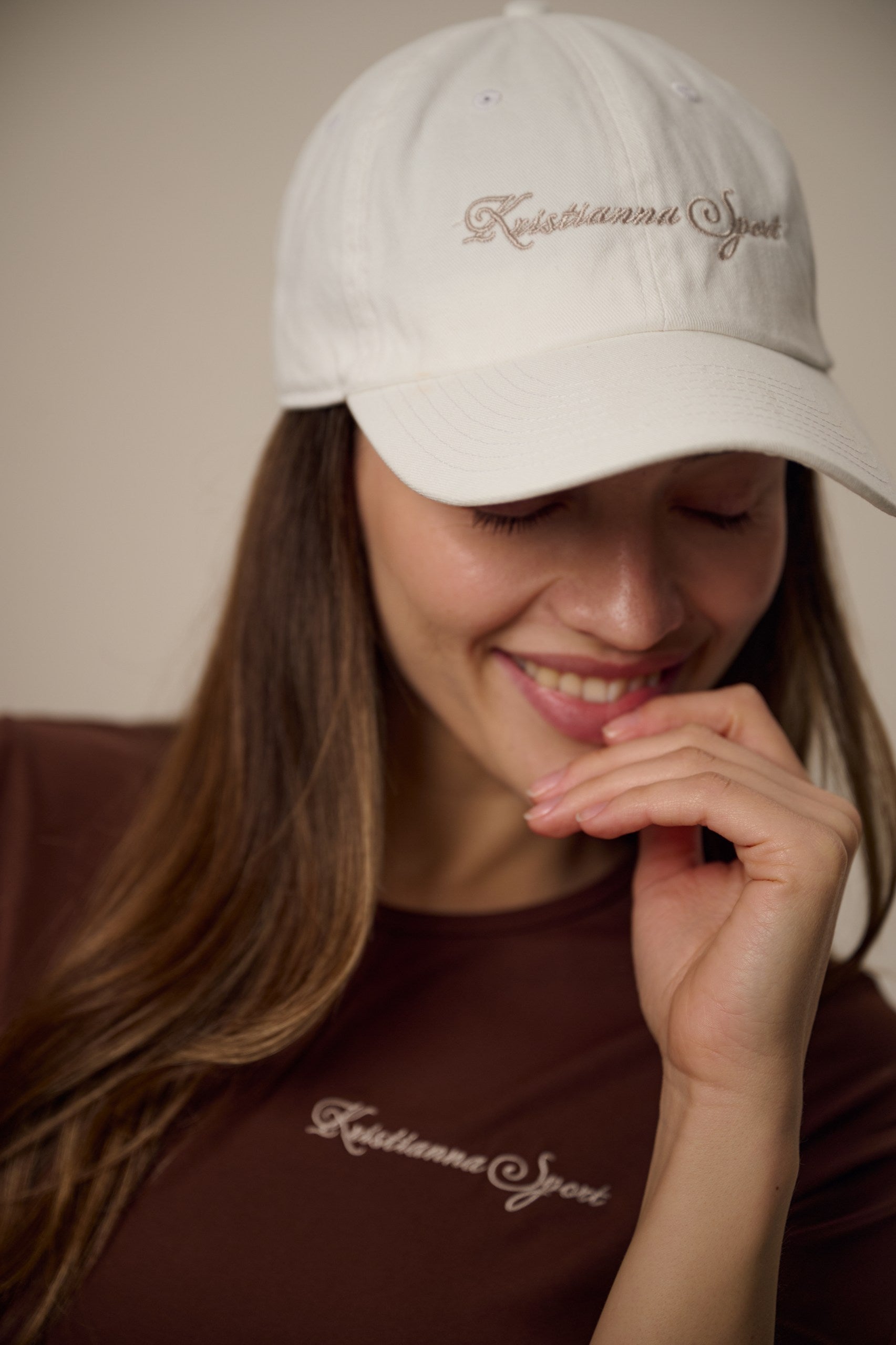 White Cap - Beige Embroidery